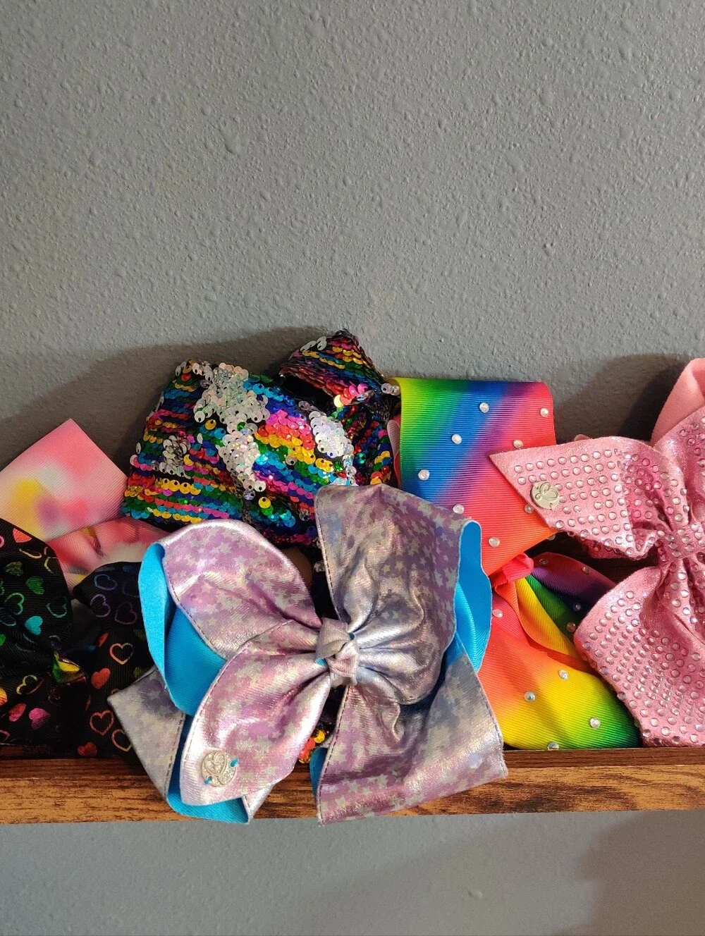 JoJo Siwa Hair Bows Lot Of 6 Multicor Set Accessories Rainbow Sequin Girl Clips